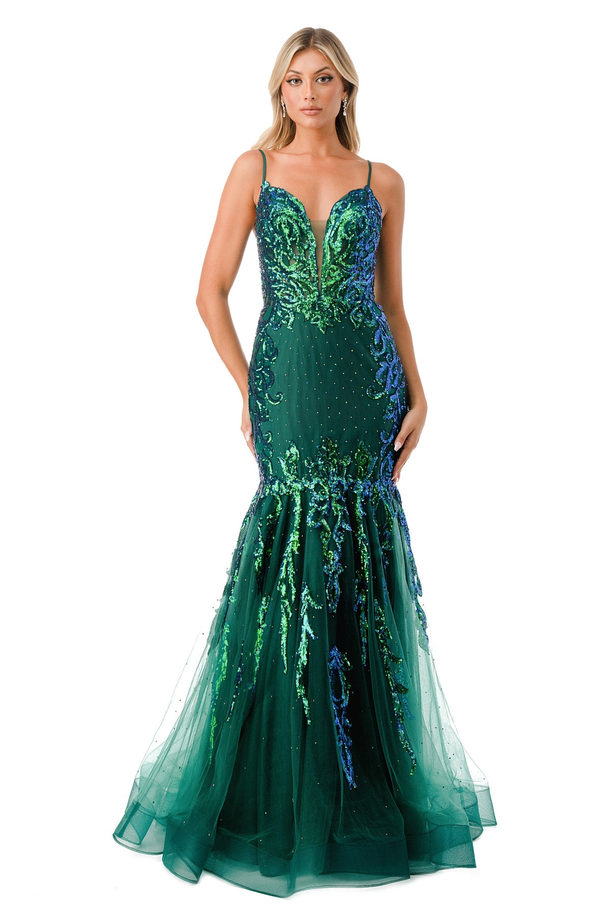 Bottle green prom top dress