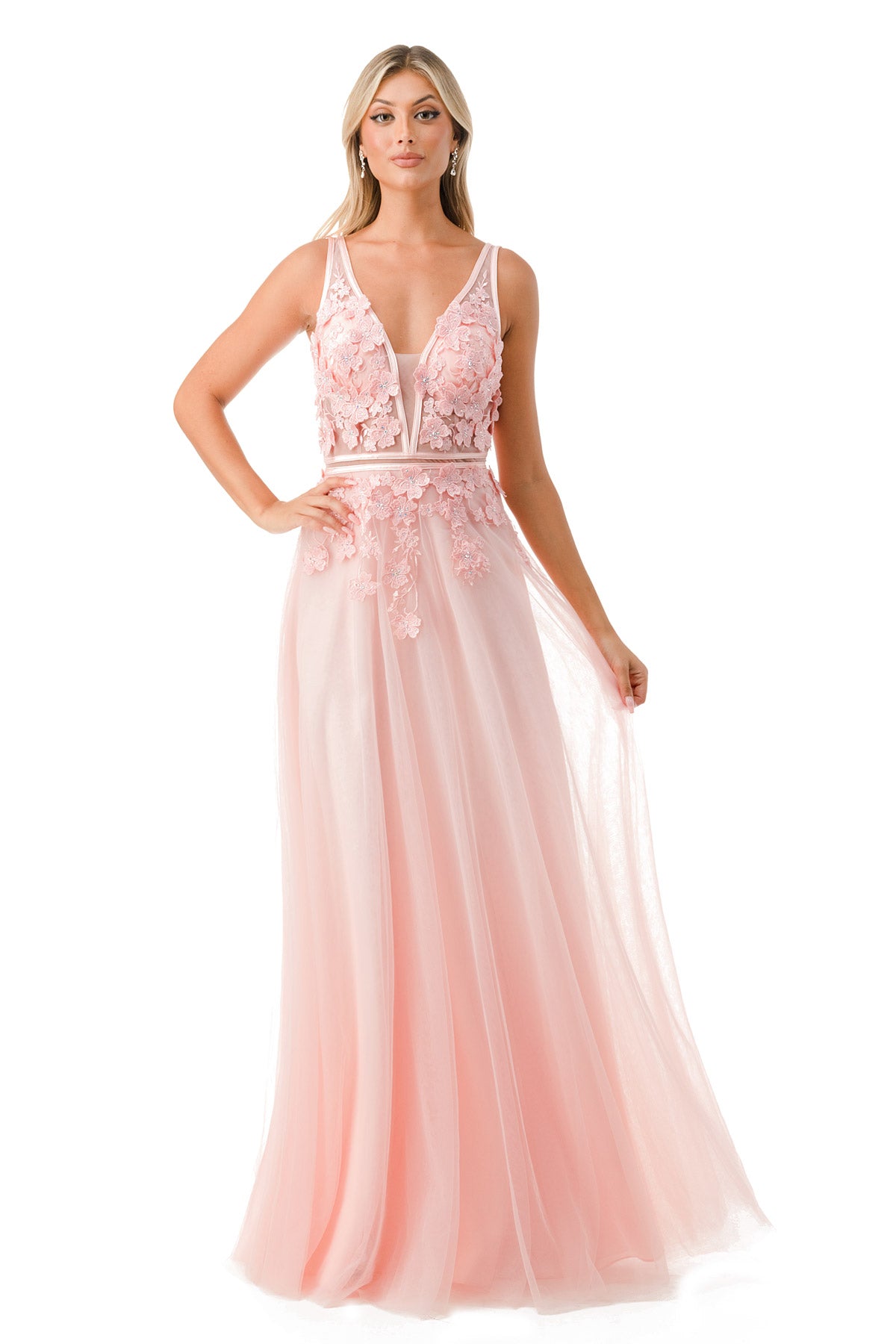 Baby pink formal dress best sale