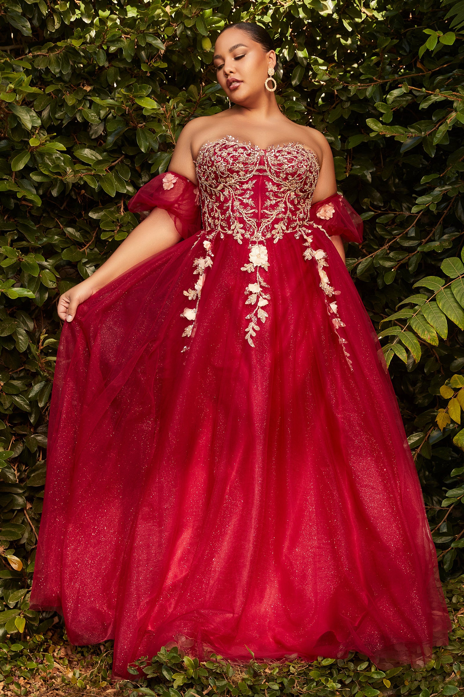 Red prom best sale dress poofy