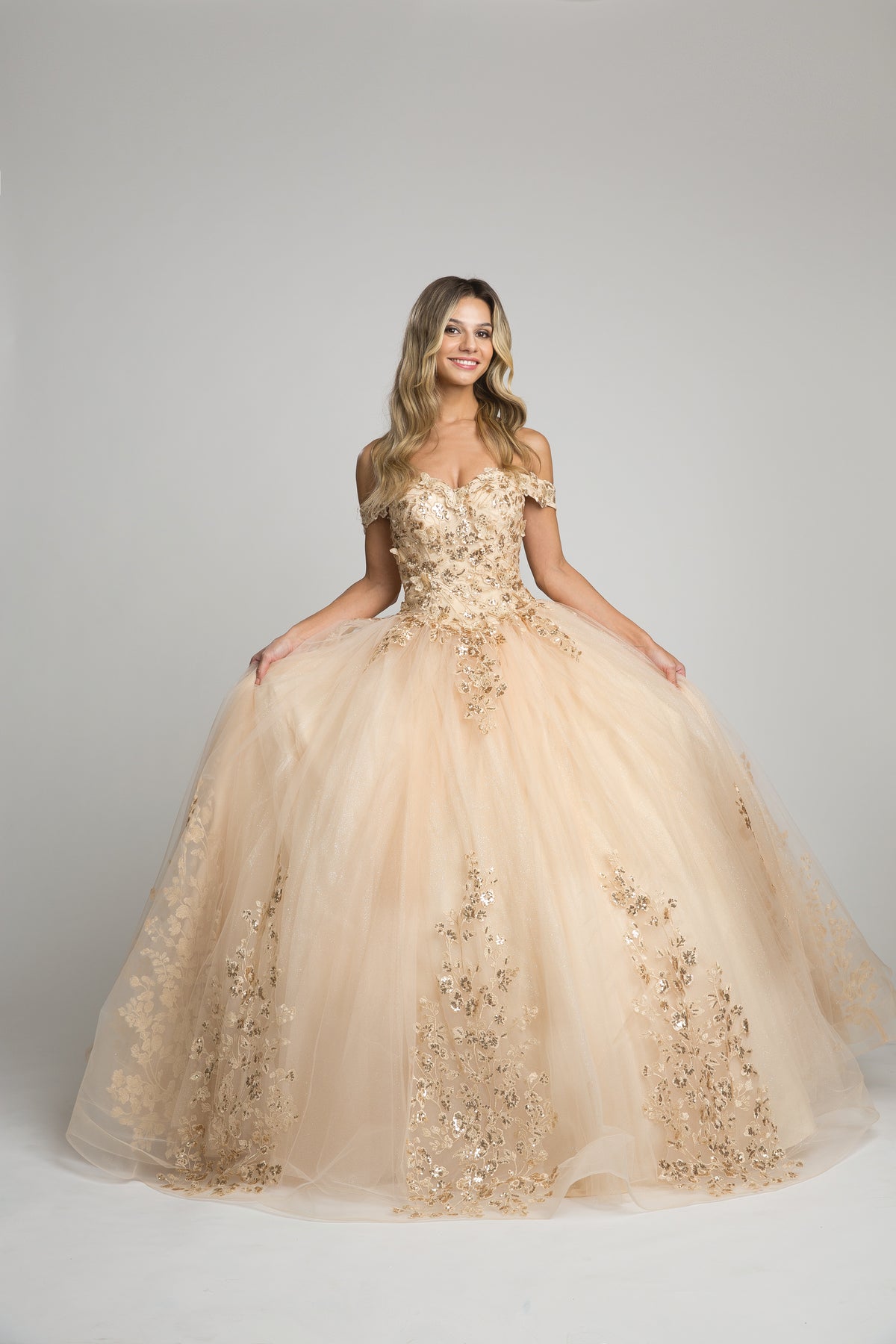 Fiesta 10302 Sparkling Off Shoulder Ball Gown - NORMA REED