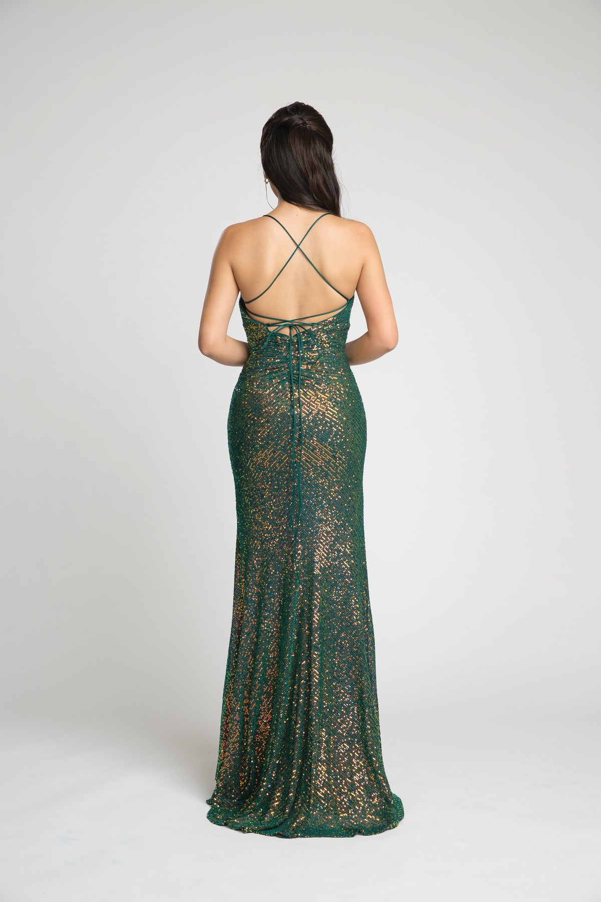 Fiesta 67060 Slit Leg Shimmering Sparkle Dress - NORMA REED