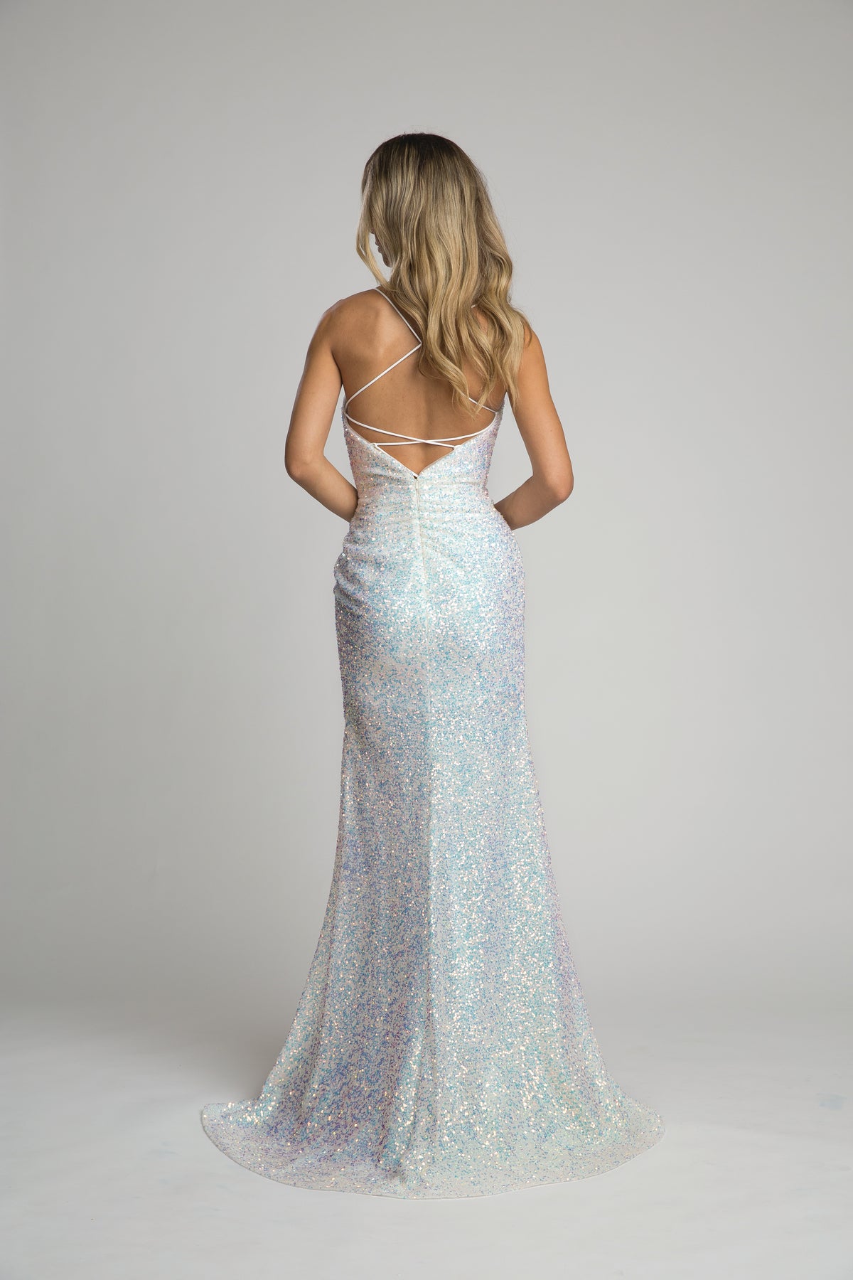 Fiesta 67063 Sparkling Strapless Slit Leg Dress - NORMA REED