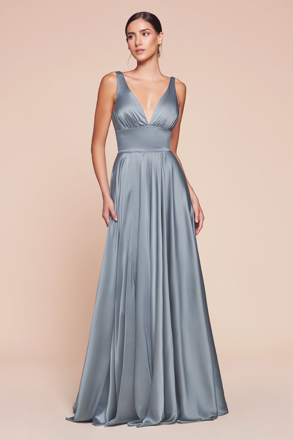 Cinderella Divine 7469 (Plus Sizes 18 - 24) Gorgeous Chifon A Line Pleated V Neck Dress - NORMA REED