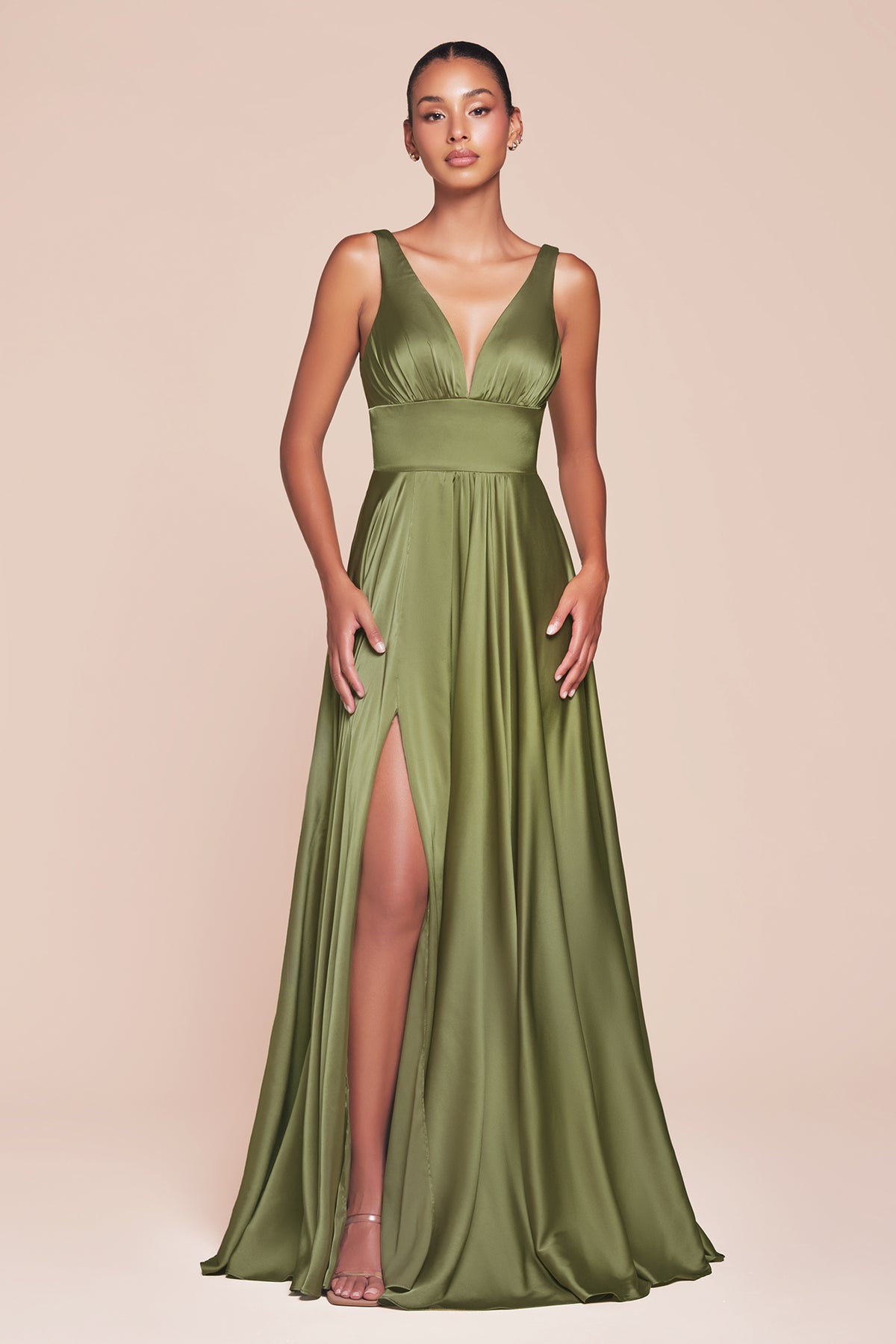 Cinderella Divine 7469 (Plus Sizes 18 - 24) Gorgeous Chifon A Line Pleated V Neck Dress - NORMA REED