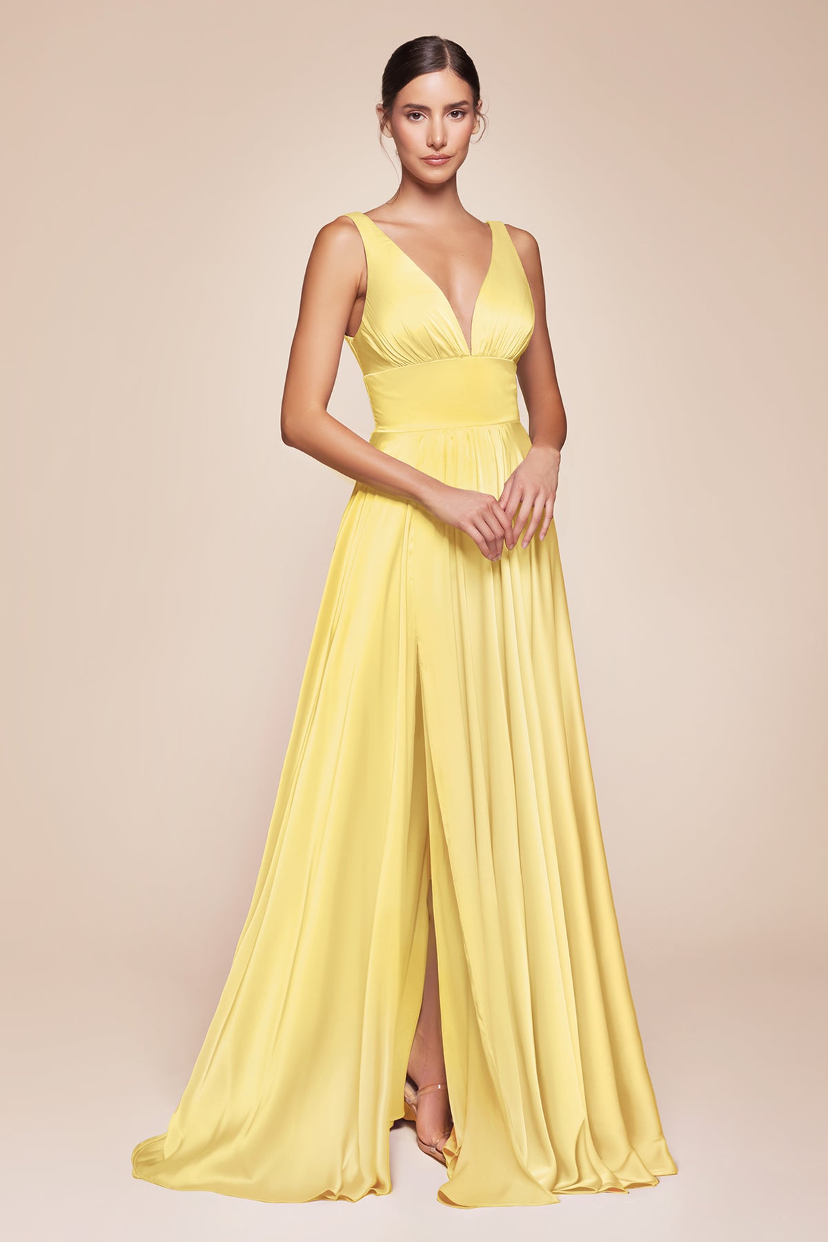 Cinderella Divine 7469 (Plus Sizes 18 - 24) Gorgeous Chifon A Line Pleated V Neck Dress - NORMA REED