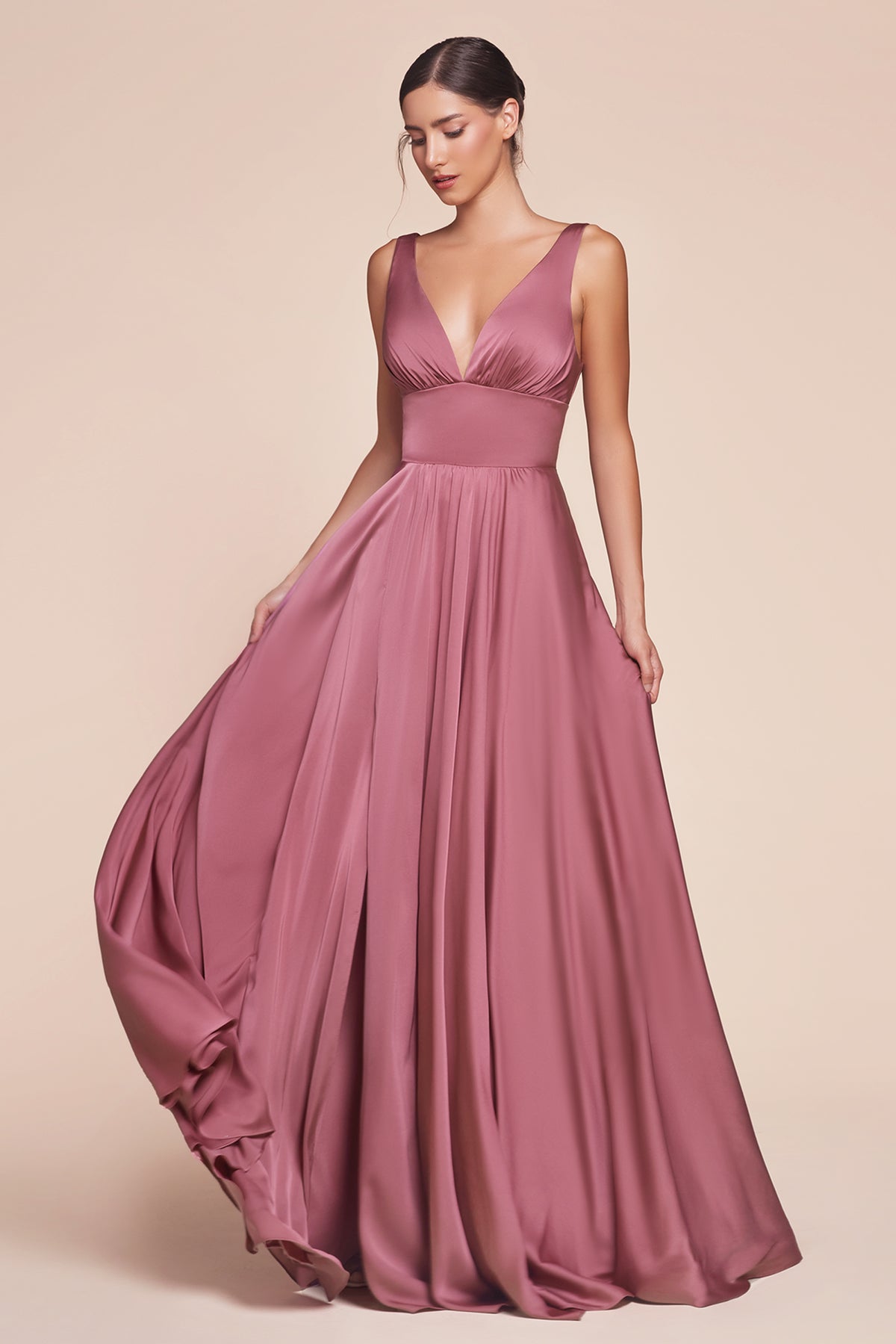 Cinderella Divine 7469 (Plus Sizes 18 - 24) Gorgeous Chifon A Line Pleated V Neck Dress - NORMA REED
