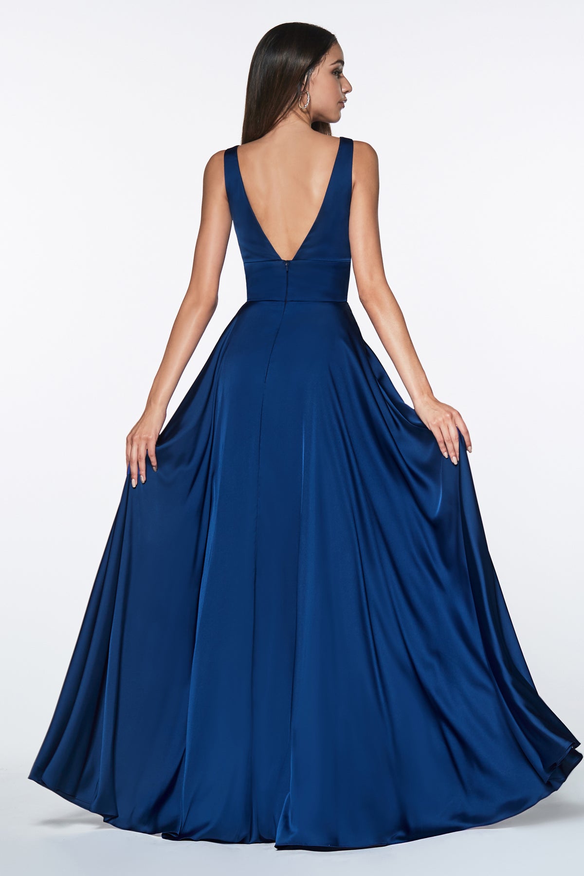 Cinderella Divine 7469 (Plus Sizes 18 - 24) Gorgeous Chifon A Line Pleated V Neck Dress - NORMA REED