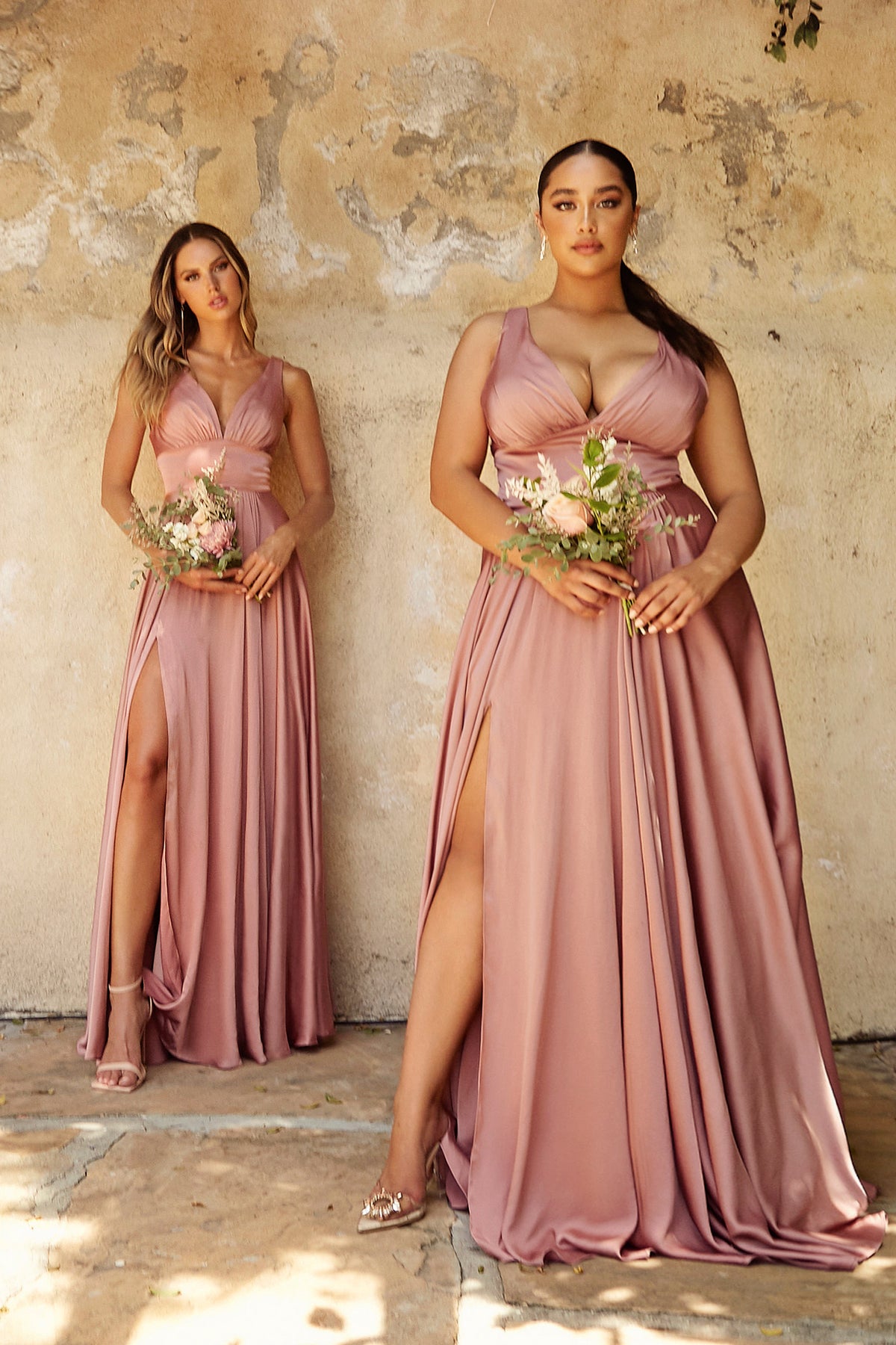 Cinderella Divine 7469 (Plus Sizes 18 - 24) Gorgeous Chifon A Line Pleated V Neck Dress - NORMA REED