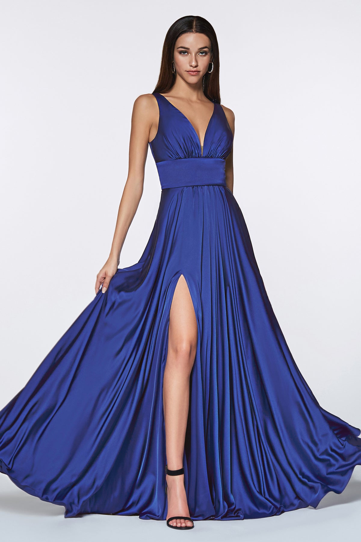 Cinderella Divine 7469 (Plus Sizes 18 - 24) Gorgeous Chifon A Line Pleated V Neck Dress - NORMA REED