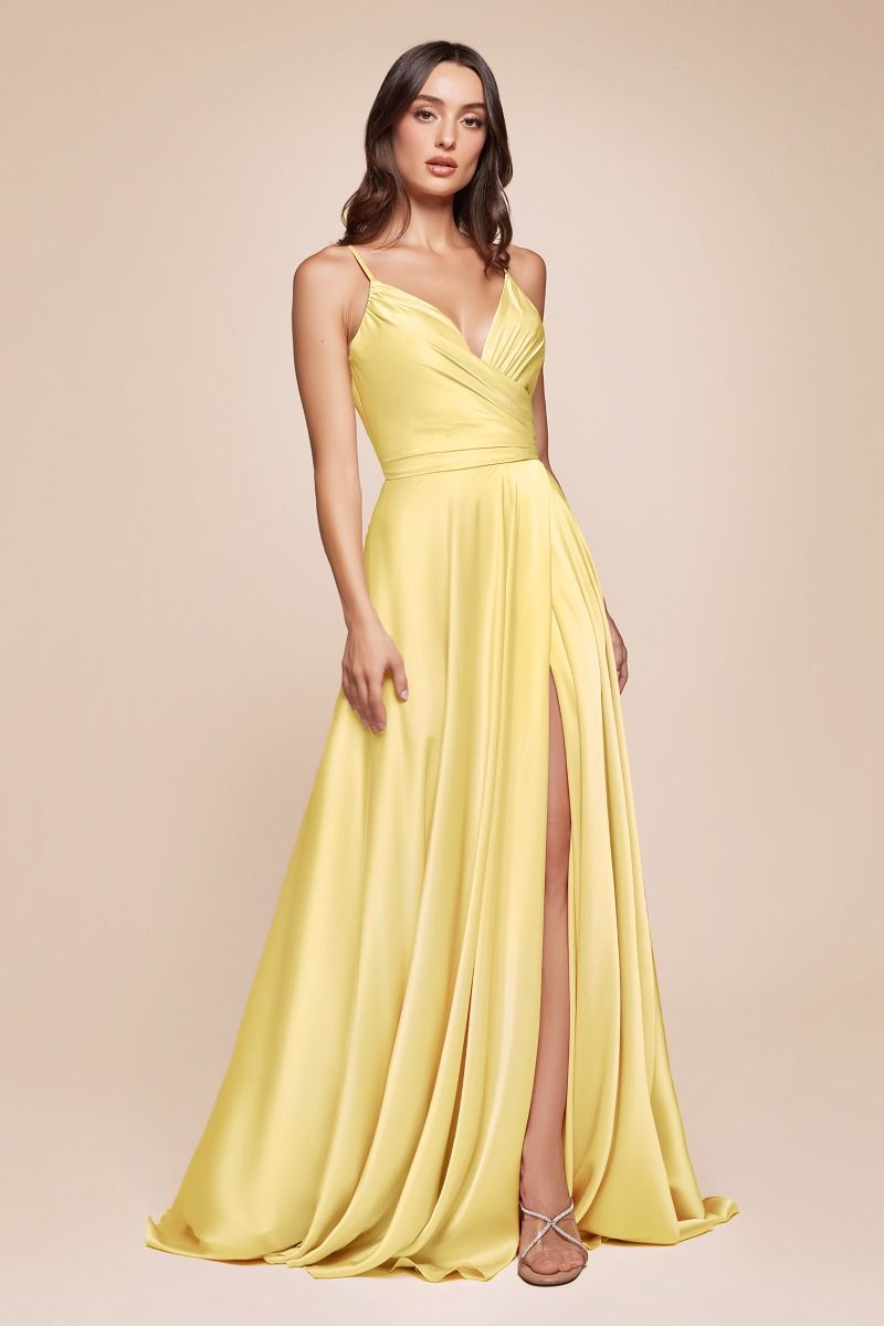 Cinderella Divine 7485 Elegant V-Neckline Fitted Satin Dress - NORMA REED