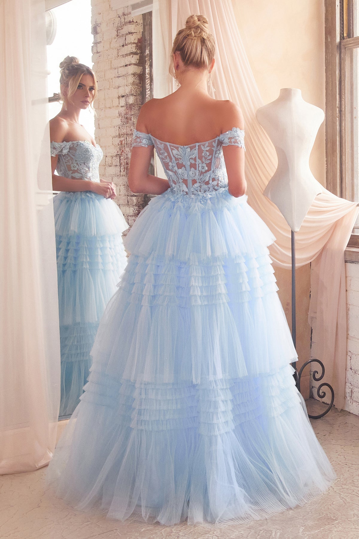 Cinderella Divine 9315 Ladivine Pleated Layered Tulle Ball Gown - NORMA REED