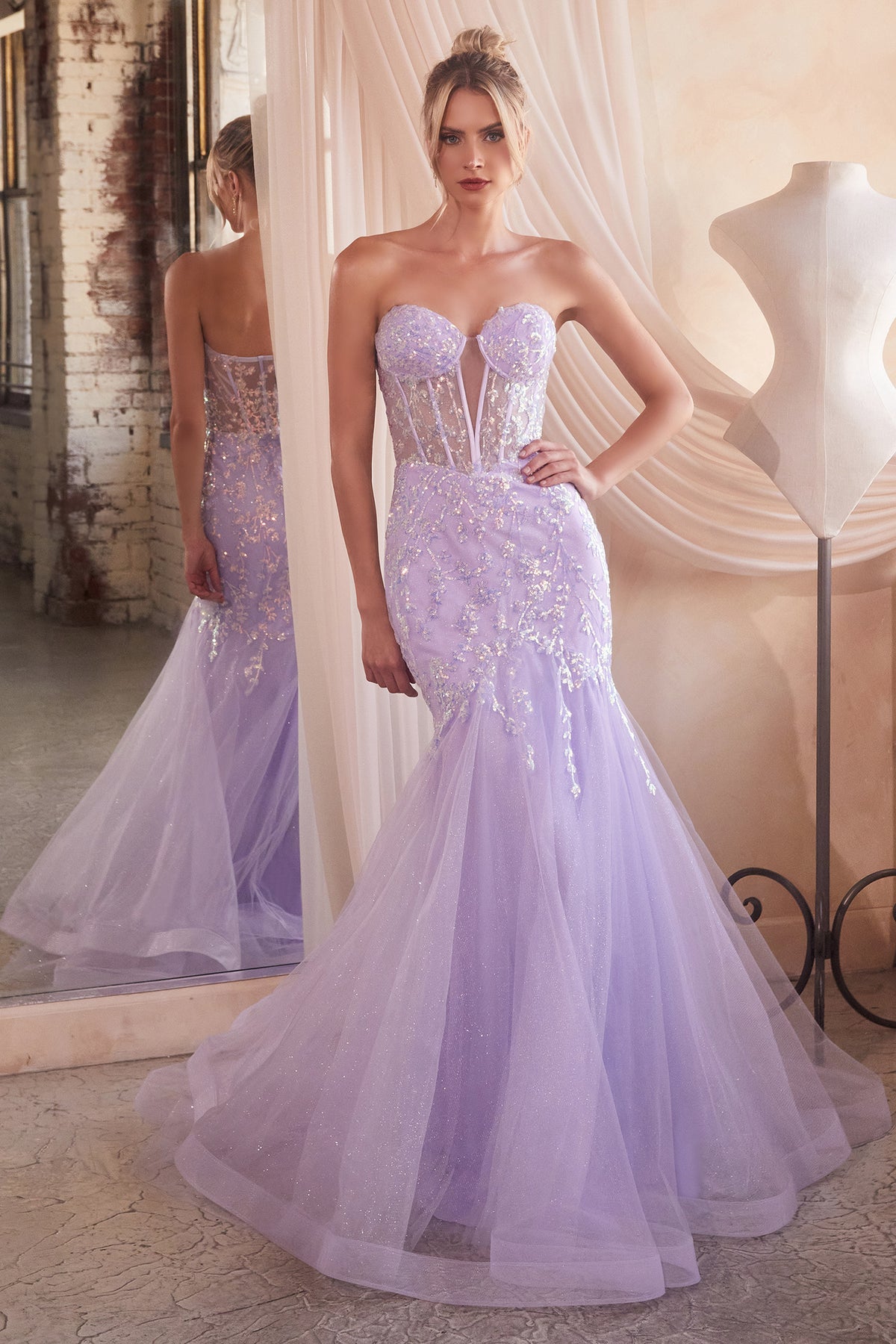 Cinderella Divine CB139 Ladivine Strapless Embellished Mermaid Gown - NORMA REED