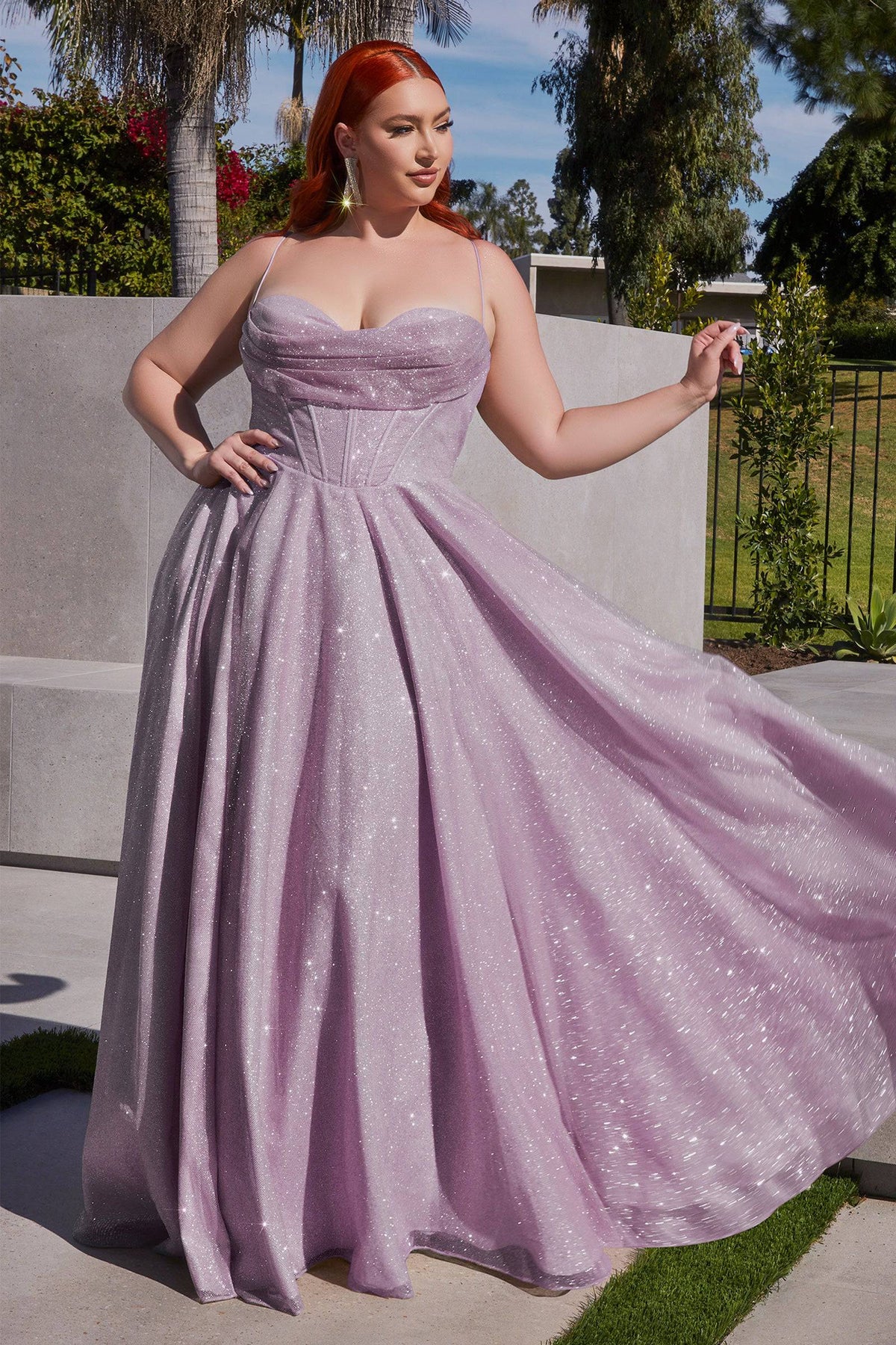 Cinderella Divine CD252C Plus Size Glittering Metallic Ball Gown - NORMA REED