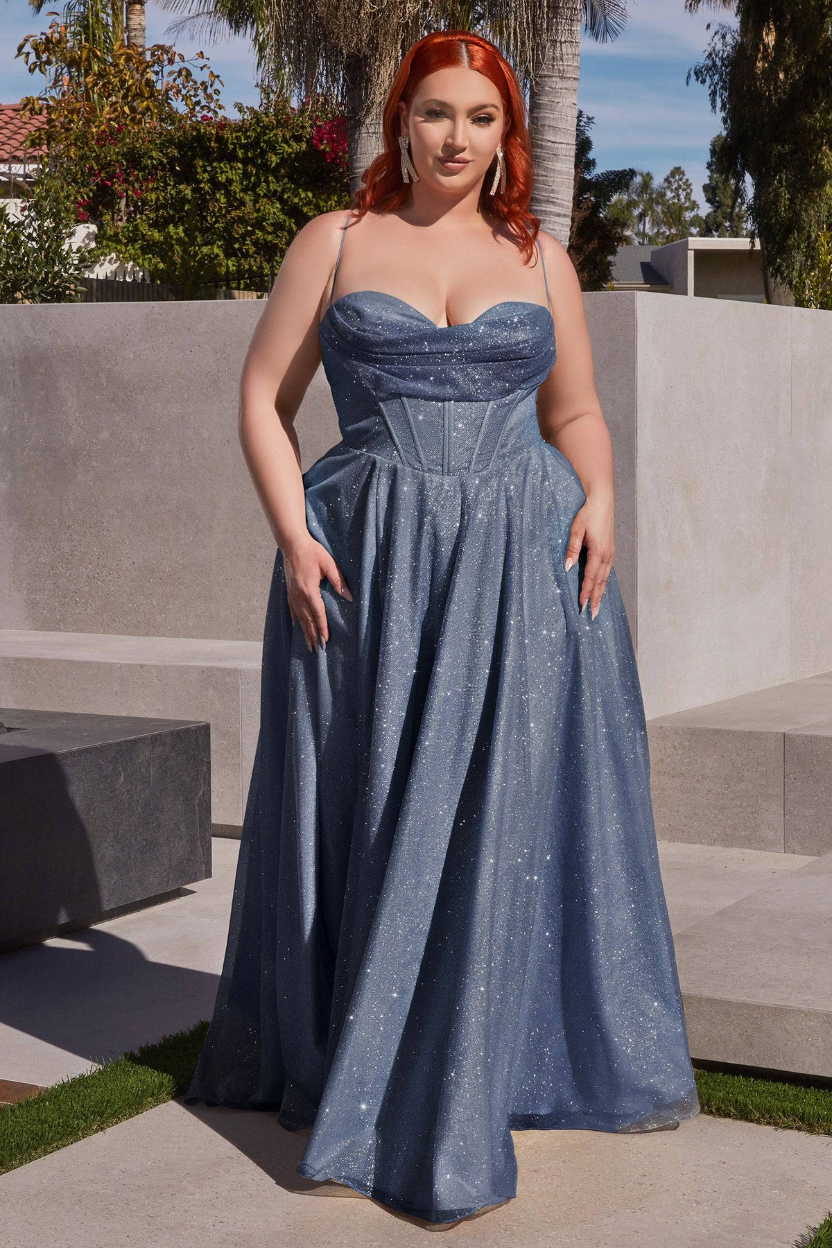 Cinderella Divine CD252C Plus Size Glittering Metallic Ball Gown - NORMA REED