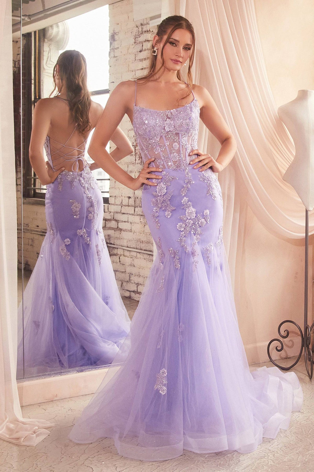 Cinderella Divine D145 Embellished Pastel Mermaid Dress - NORMA REED