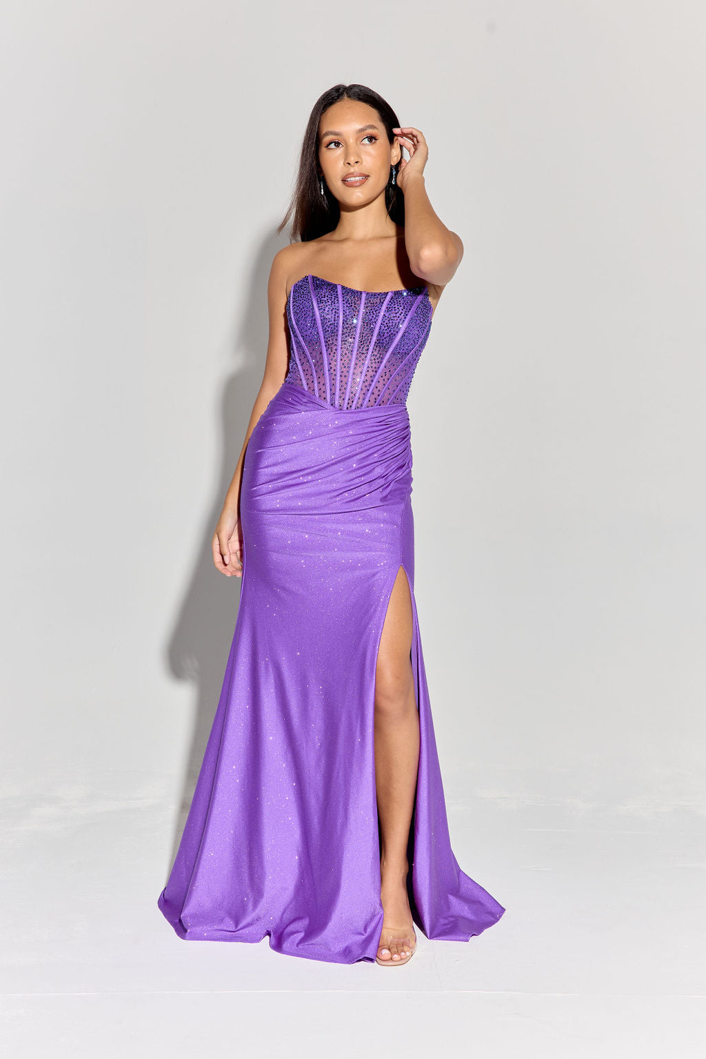 Eureka EK169 Strapless Glitter Stretch Jersey Dress - NORMA REED