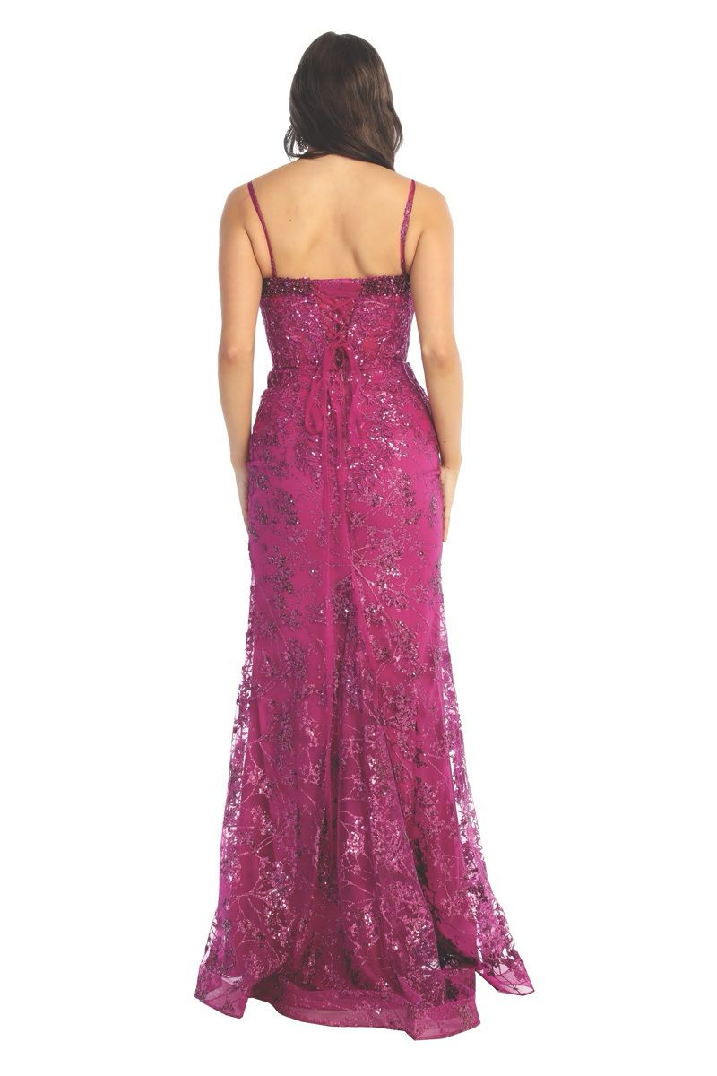 Cindy Collection 50488 Slit Leg Lace Dress - NORMA REED