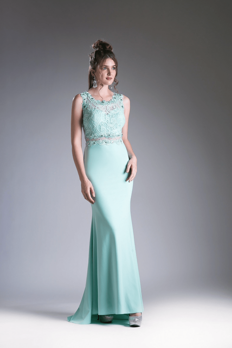 Illusion Waistline Lace & Chiffon Mermaid Dress By Cinderella Divine - NORMA REED