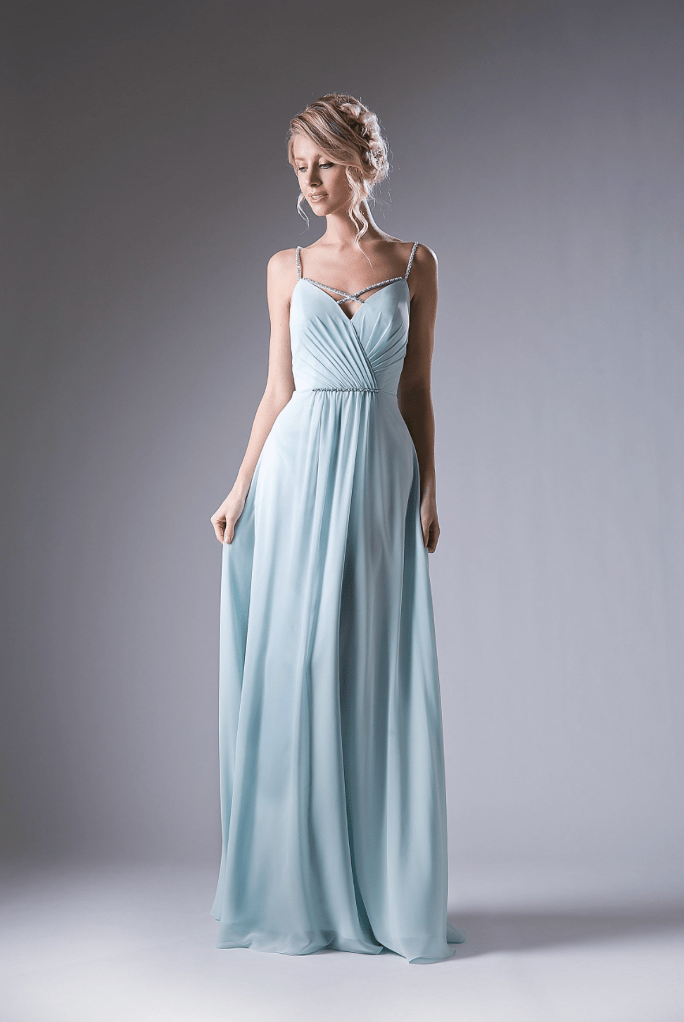 Crystal & Chiffon Flowing Long Dress By Cinderella Divine - NORMA REED