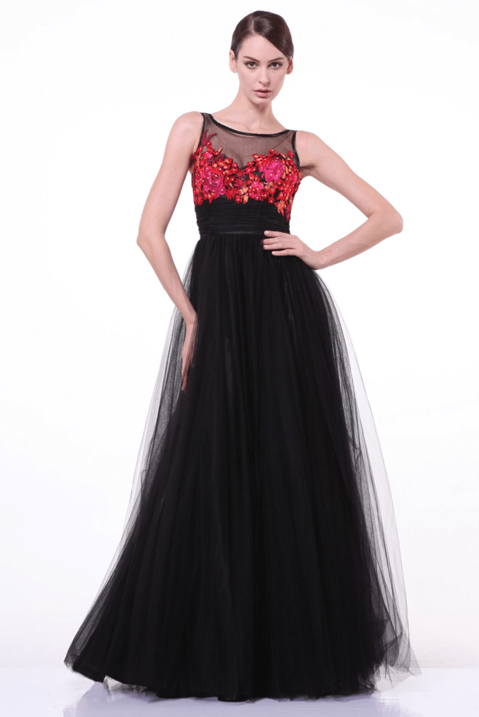 Black Floral Ball Gown by Cinderella Divine
