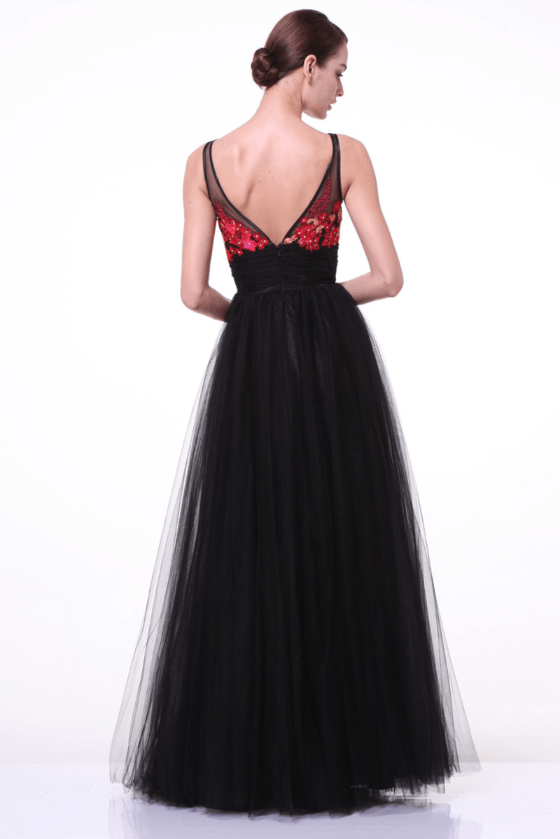 Black Floral Ball Gown by Cinderella Divine - NORMA REED