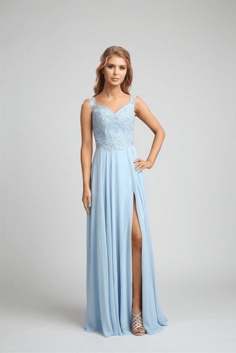 Fiesta 53096 Crystal Embroidered Leg Slit Dress - NORMA REED