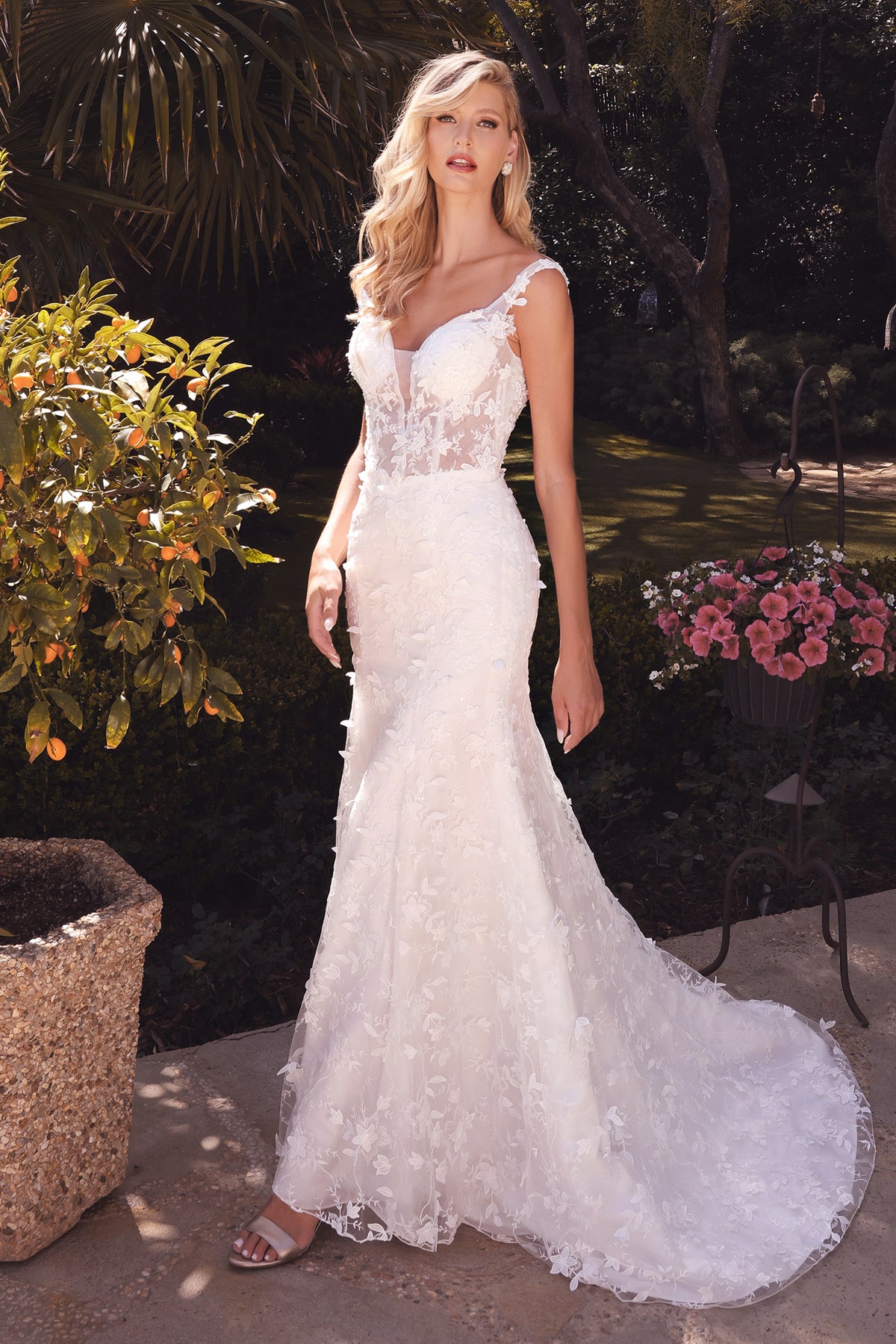 Stunning Wedding Gown with Deep Neckline and Floral Accents #CDTY01 - NORMA REED