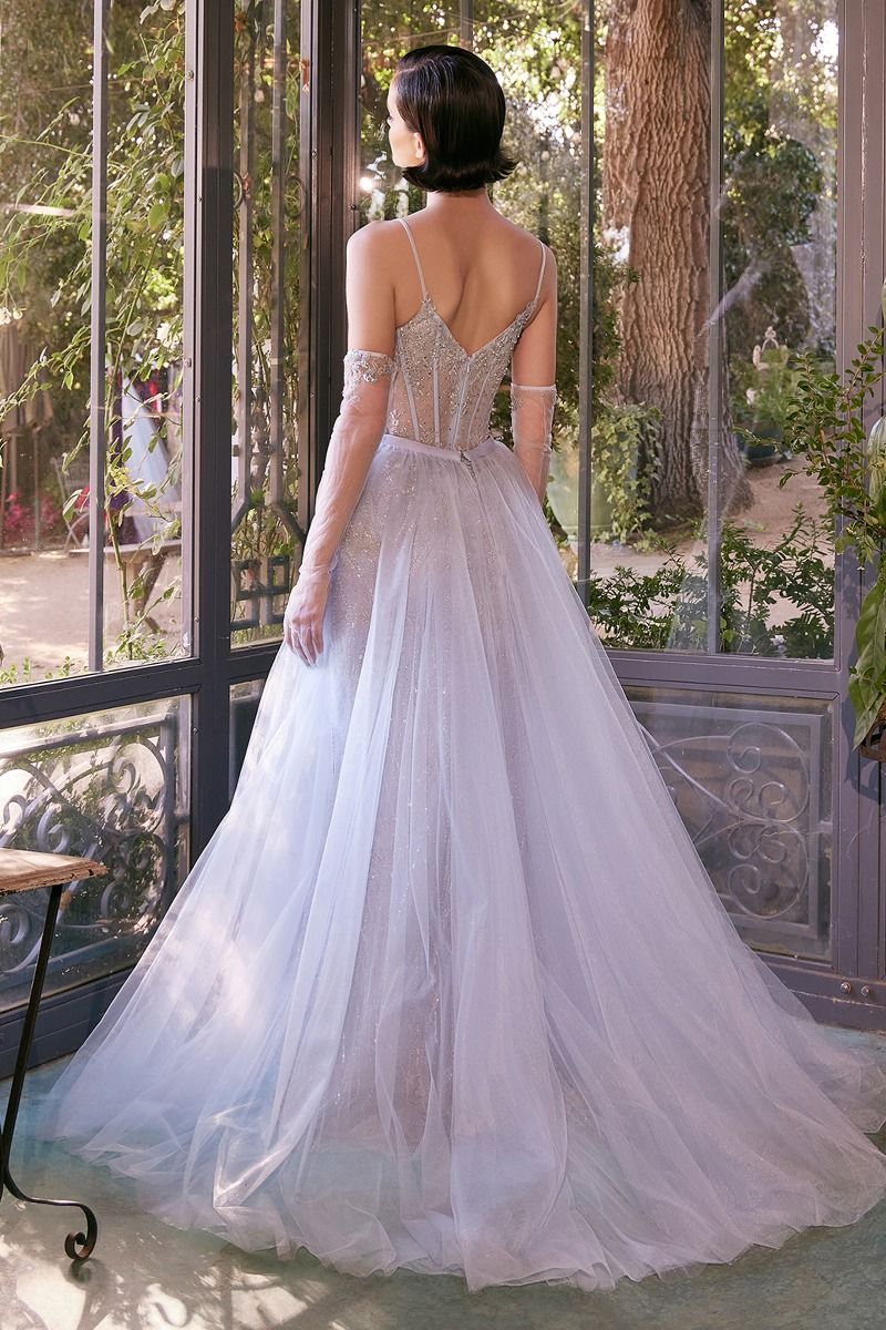 Andrea & Leo A1361 Beaded Light Blue Gown w/ Removable Skirt - NORMA REED