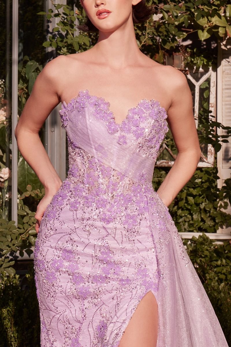 Andrea & Leo A1379 Floral Strapless Fitted Gown - NORMA REED