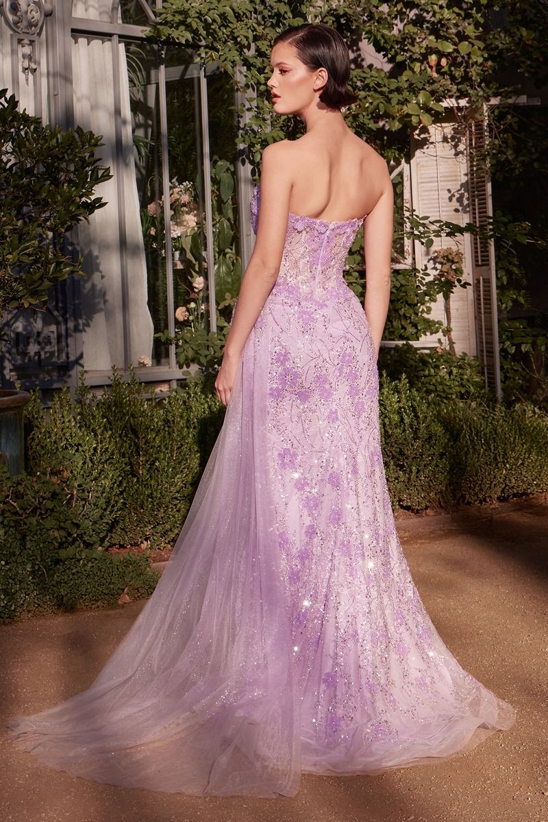 Andrea & Leo A1379 Floral Strapless Fitted Gown - NORMA REED