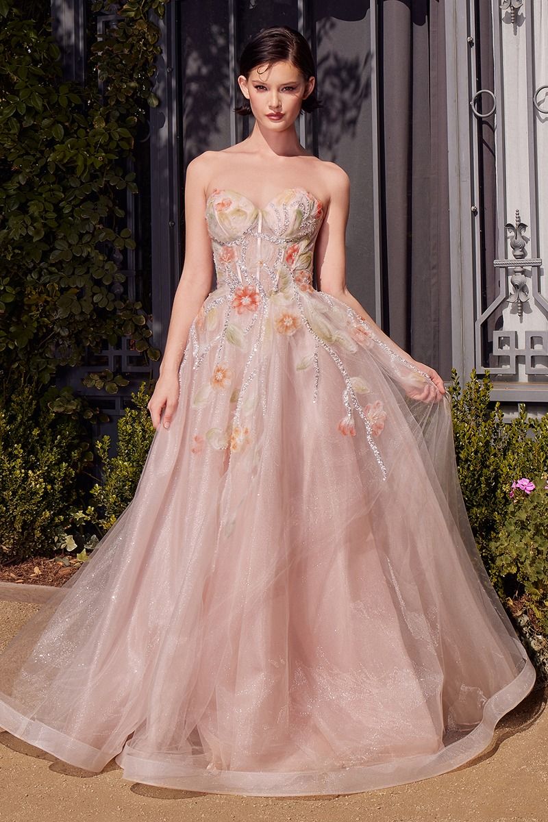 Andrea & Leo A1383 Floral Watercolor Gown - NORMA REED