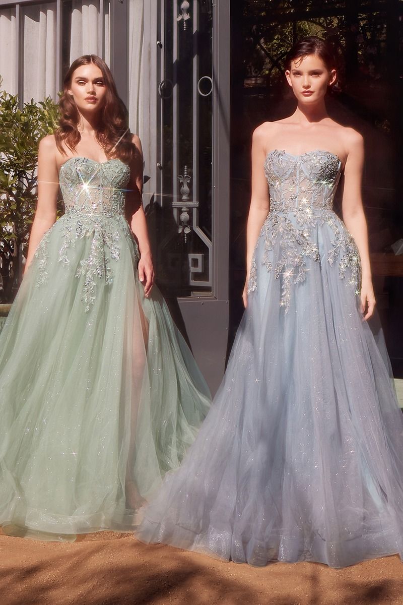 Andrea & Leo A1415 Strapless Sparkling Corset Crystal Gown - NORMA REED