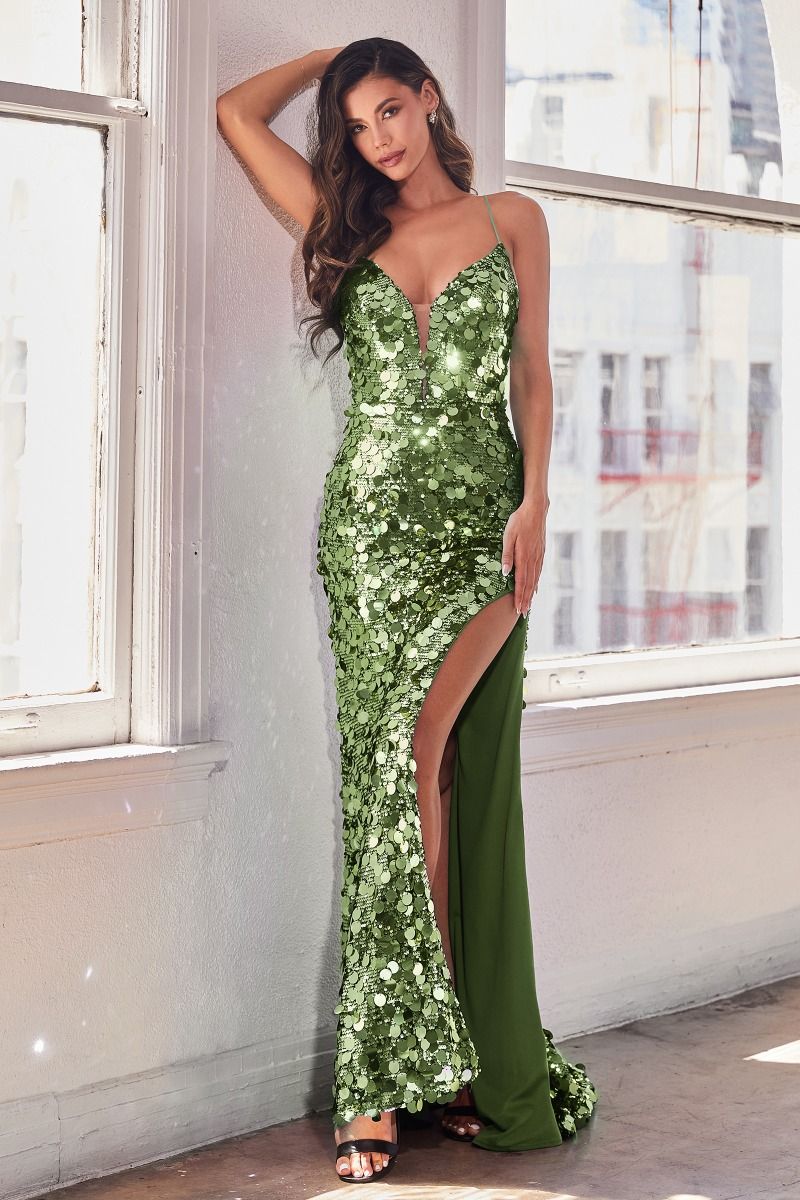 Ladivine B1141 Cinderella Divine Sparkling Paillette Fitted Gown - NORMA REED