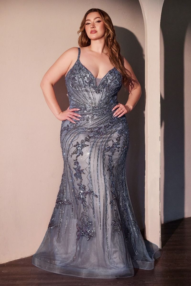 Ladivine CC0389C Fitted Lace Embroidered Gown - NORMA REED