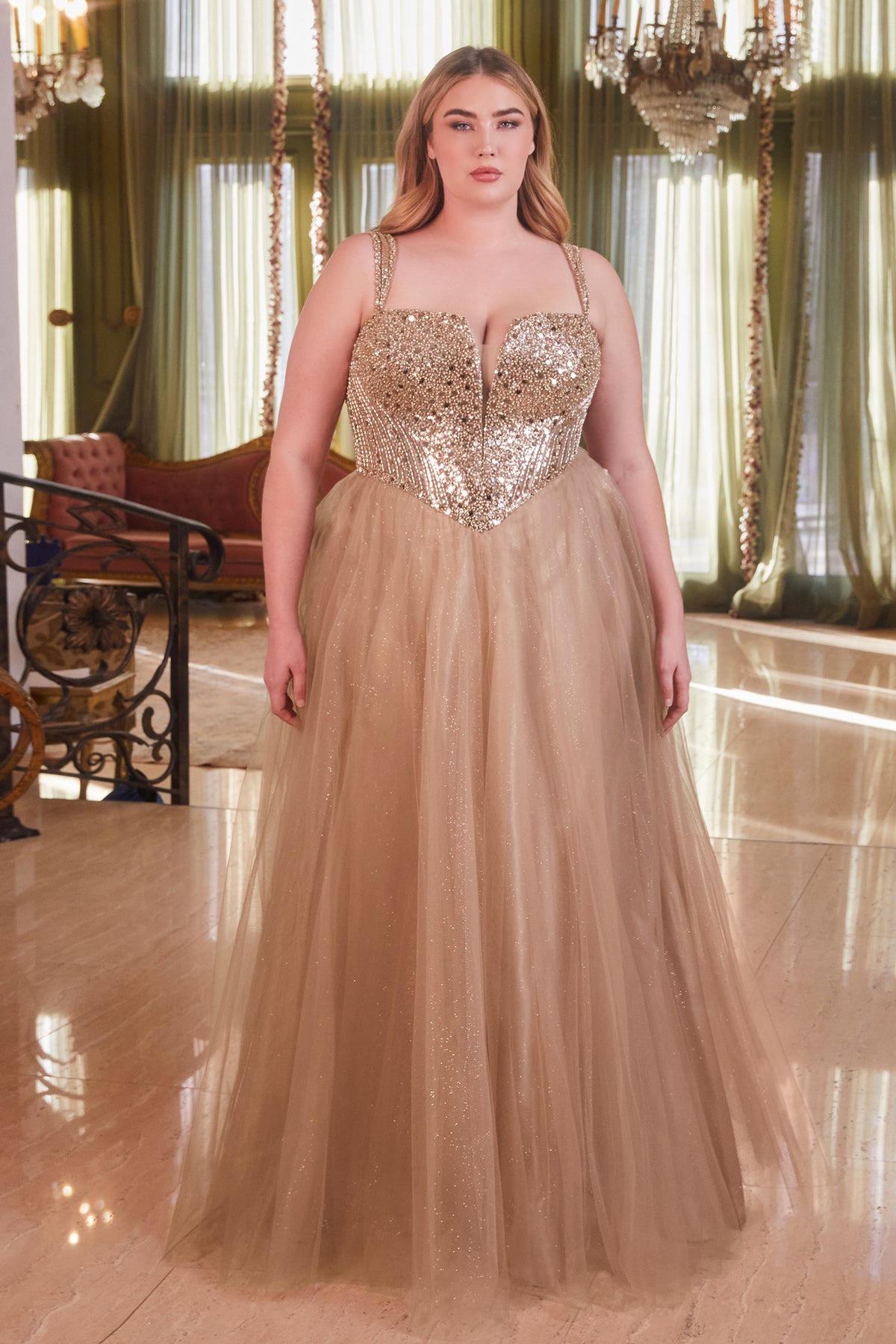 Cinderella Divine CD0217C Ladivine Strapless Sparkling Ball Gown - NORMA REED