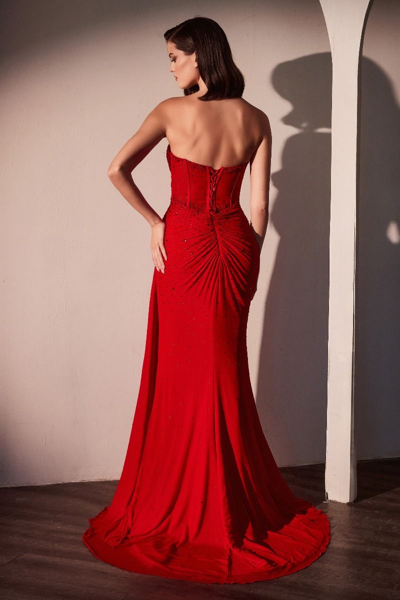 Ladivine CD770 Fitted Strapless Stretch Rhinestone Dress - NORMA REED
