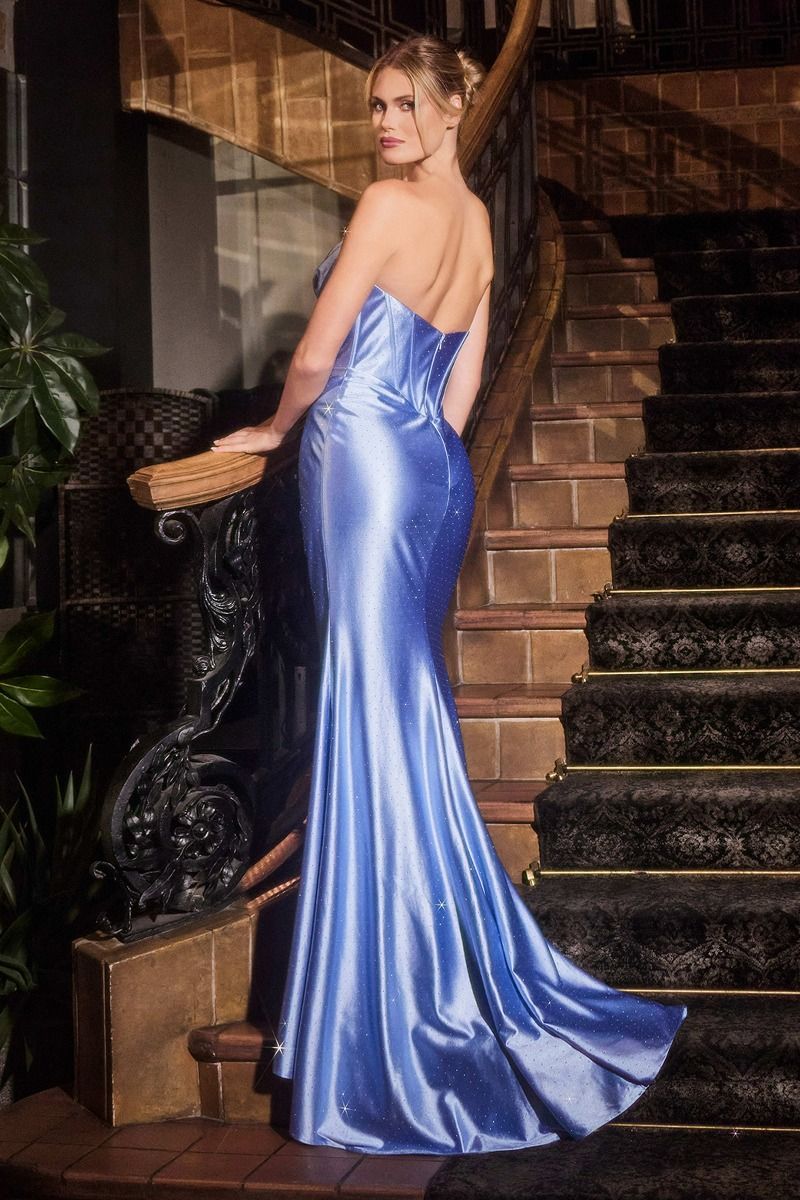 Ladivine CDS529 Fitted Satin Crystal Dress - NORMA REED