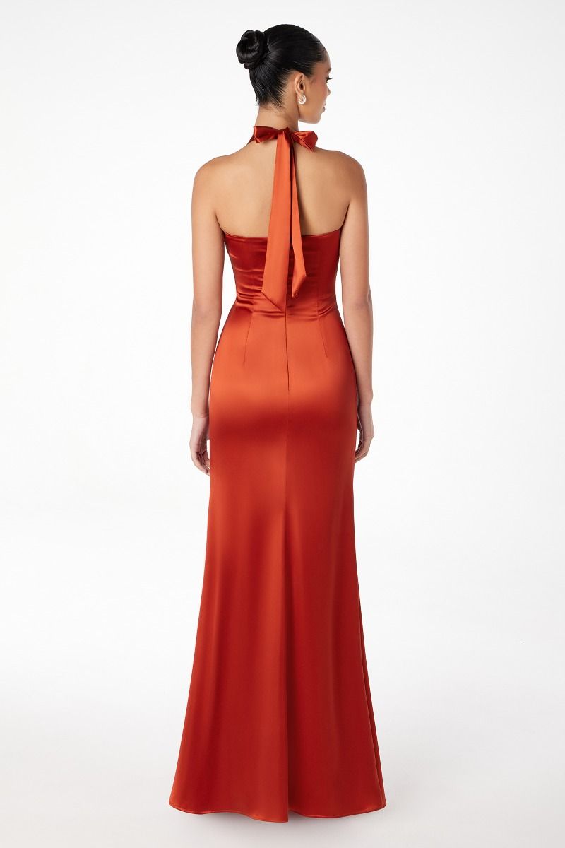 Astee T2001P Satin Halter Dress - NORMA REED