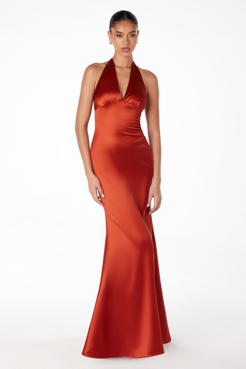 Astee T2001P Satin Halter Dress - NORMA REED