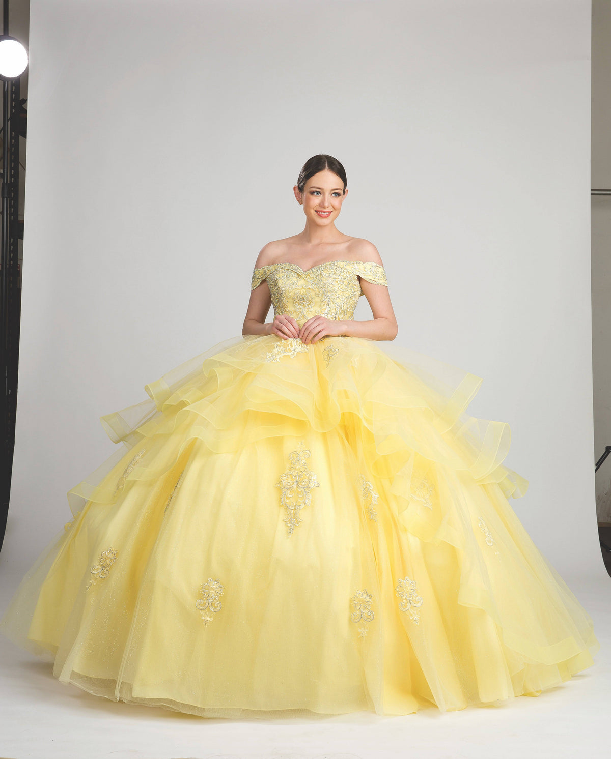 Fiesta 10264 Off Shoulder Stone & Sequin Ball Gown - NORMA REED