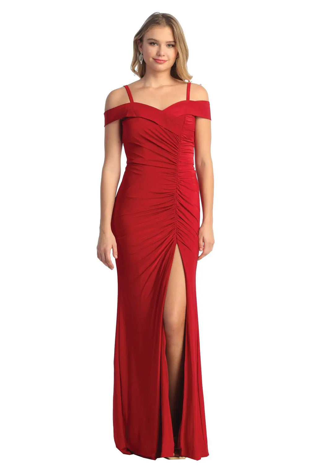 Cindy Collection 50452 Sequin Slit A-Line Satin Dress main image 0