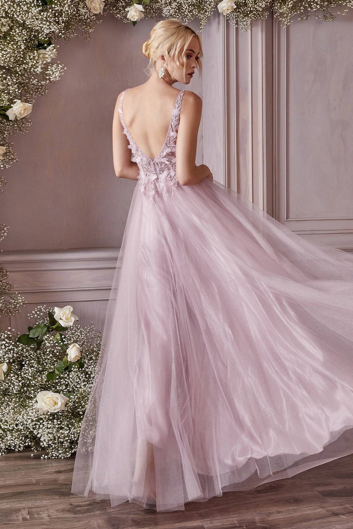 Cute Long Gown with Floral Accents and Layered Skirt #CDCD0181 - NORMA REED