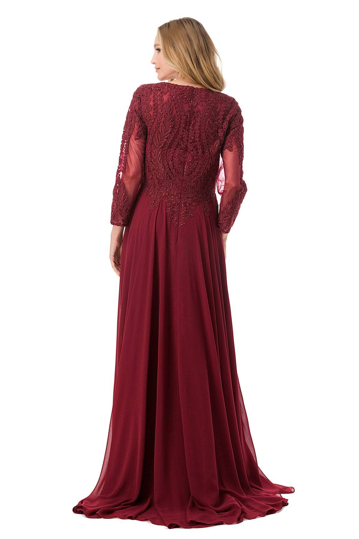 Aspeed M2387 Long Sleeve Gown | Available In Burgundy & Hunter Green - NORMA REED