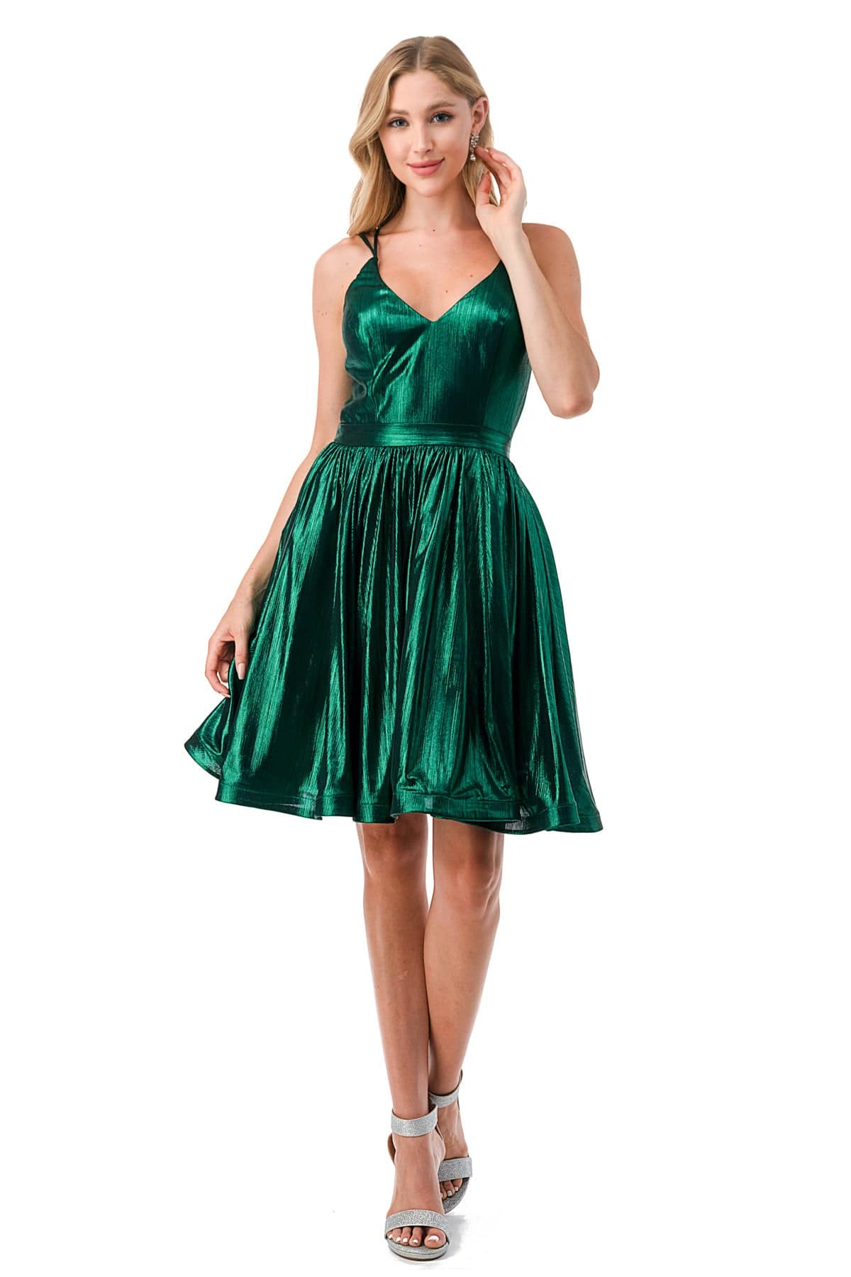 Aspeed S2750Y Stunning Pleated V Neck Short Dress | 6 Colors - NORMA REED