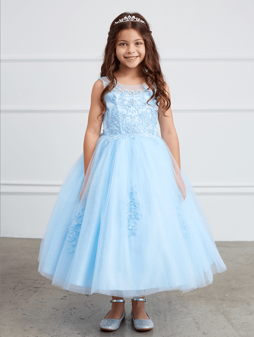 Kids Illusion Sweetheart Neckline Dress #TK5818 | Norma Reed - NORMA REED