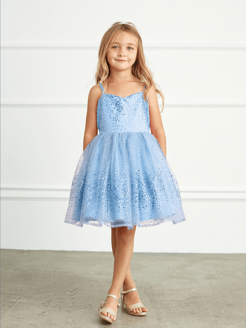 Kids Spaghetti Strap Sequins Dress With Sweetheart Neckline #TK5825 | Norma Reed - NORMA REED