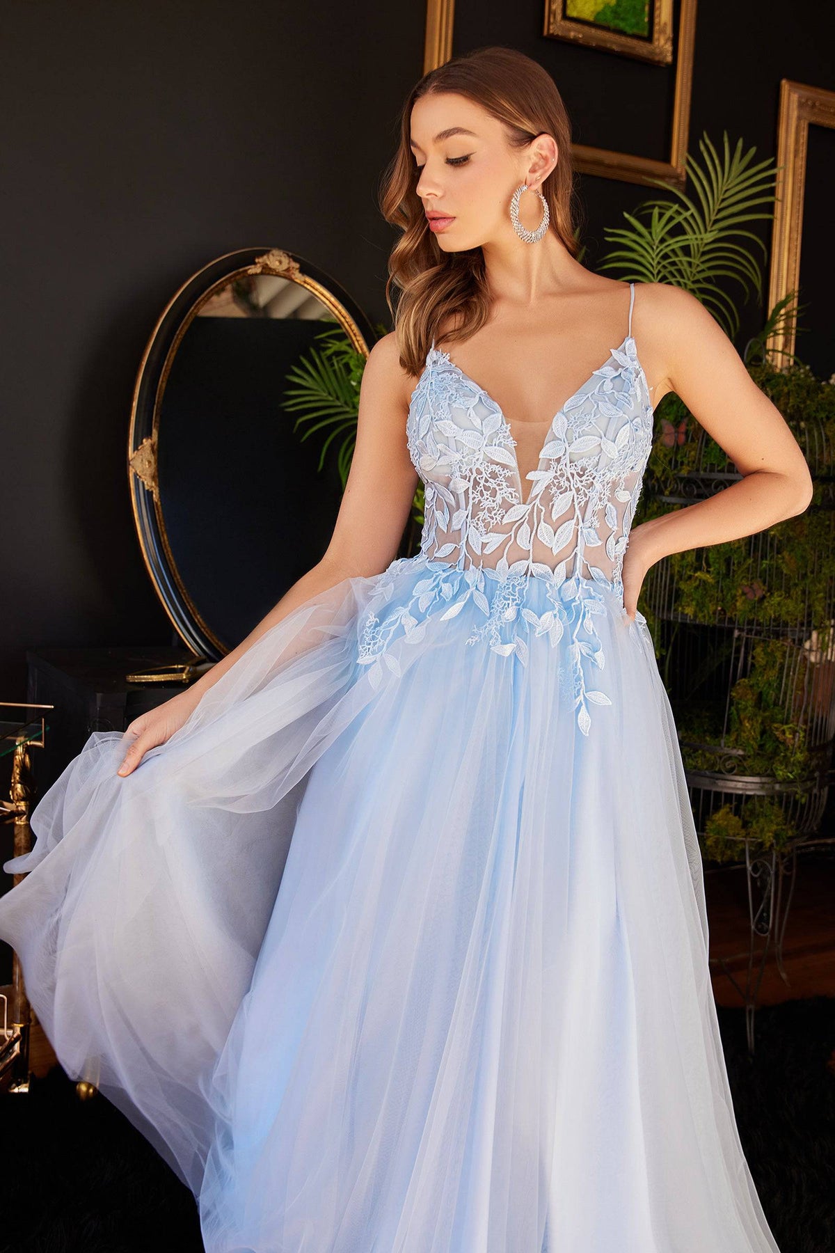 Cinderella Divine CD2214 Gorgeous Floral Tulle Corset Ball Gown - NORMA REED