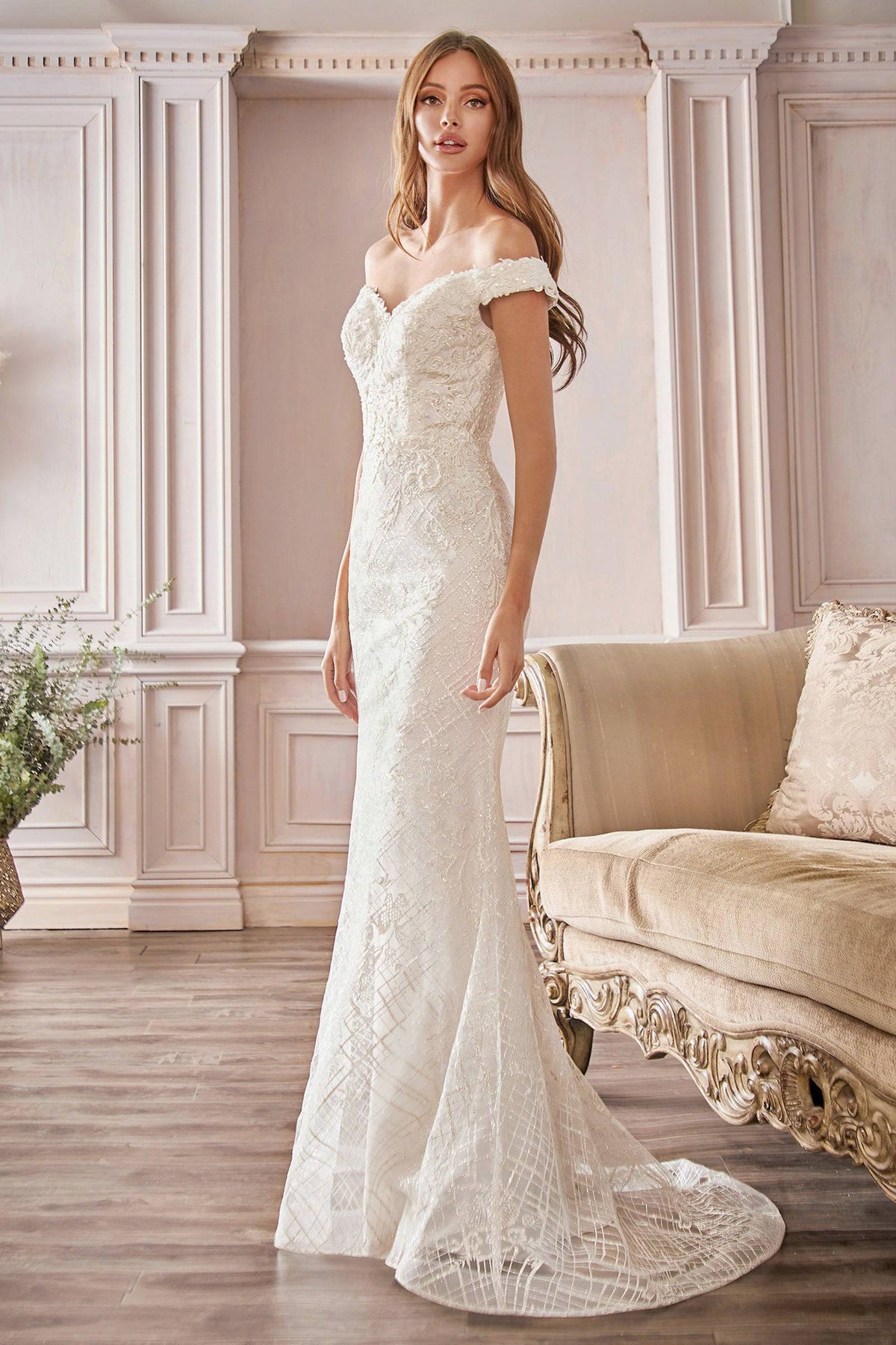 Opulent Wedding Gown with Embroidered Bodice and Mini Train #CDCD929 - NORMA REED