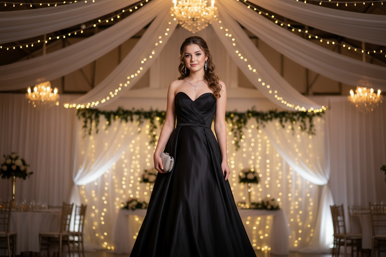 Black Strapless Evening Gown: How to Style a Long Formal Gown Perfectly