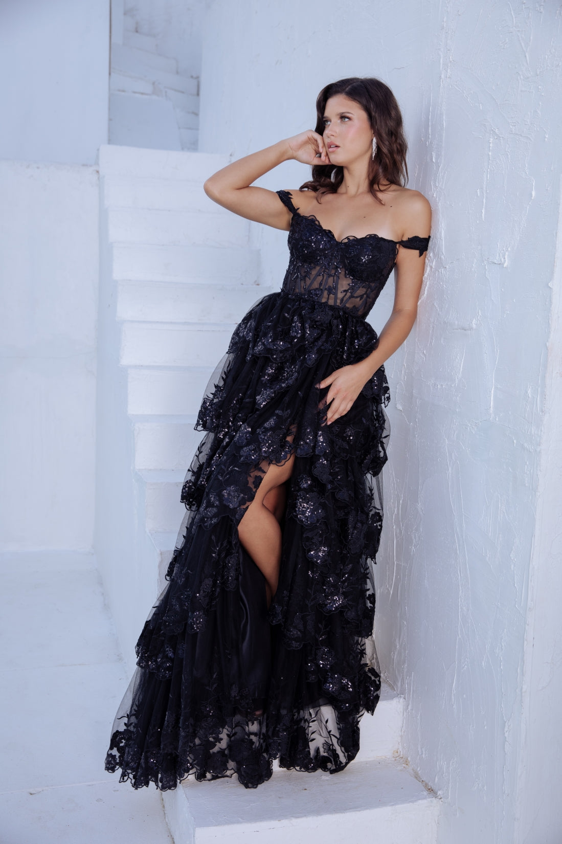 Broad Shoulder Style Prom Dress, Square Shoulders Homecoming Gown